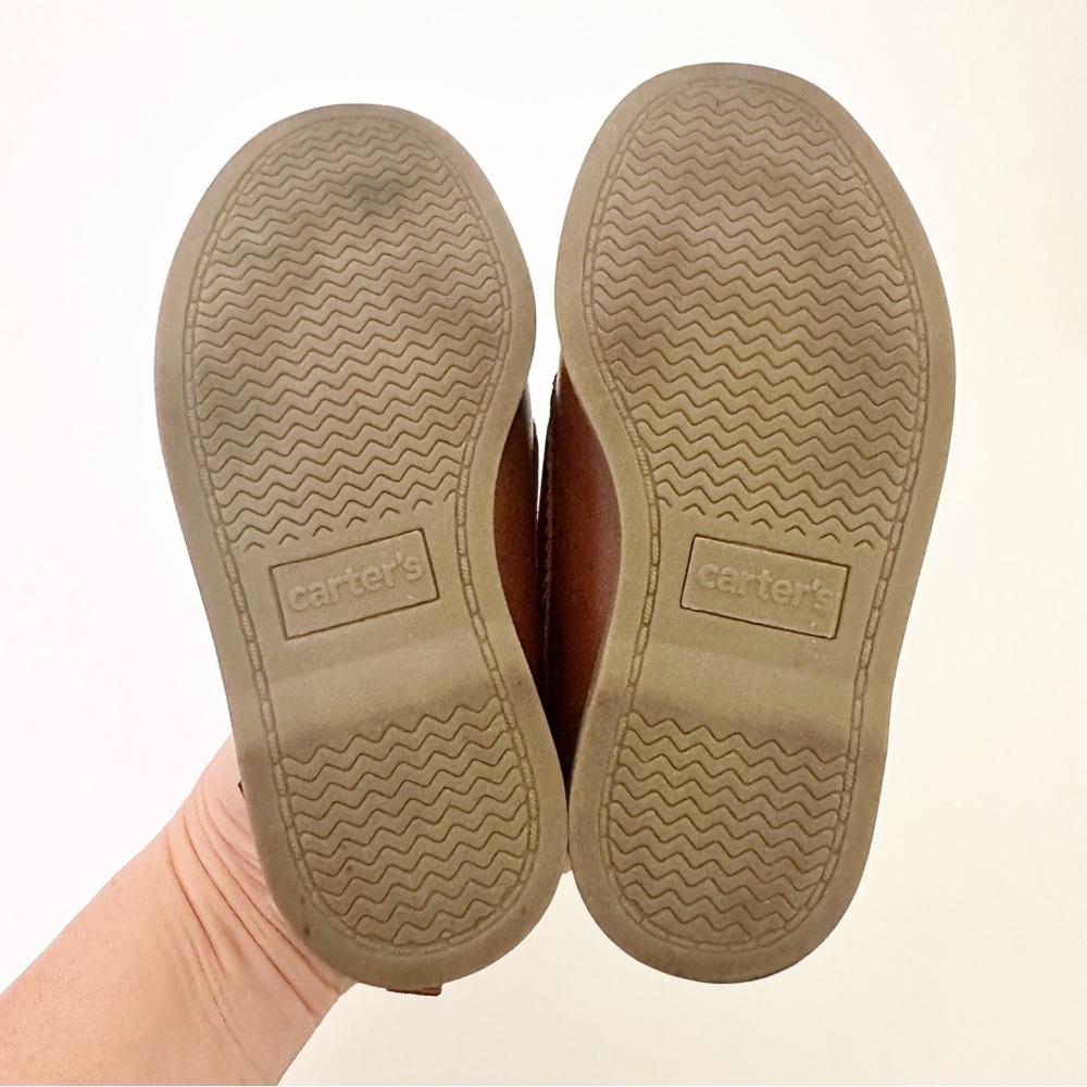 Carter's Toddler Boy Slip-On Faux Leather Baux Boat Shoes Brown 8 - Picture 8 of 9